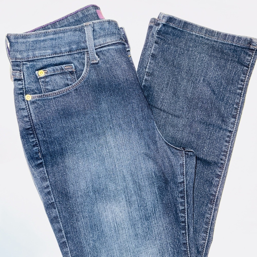 NYDJ Straight Jeans 10P Womens Blue Lift Tuck Technology Stretch Denim USA Made